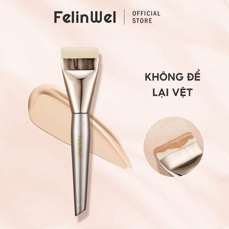FelinWel - Cọ tán nền dẹt phẳng, Cọ trang điểm dàn nền siêu mỏng và đều cho vẻ ngoài hoàn hảo, lông tổng hợp thuần chay