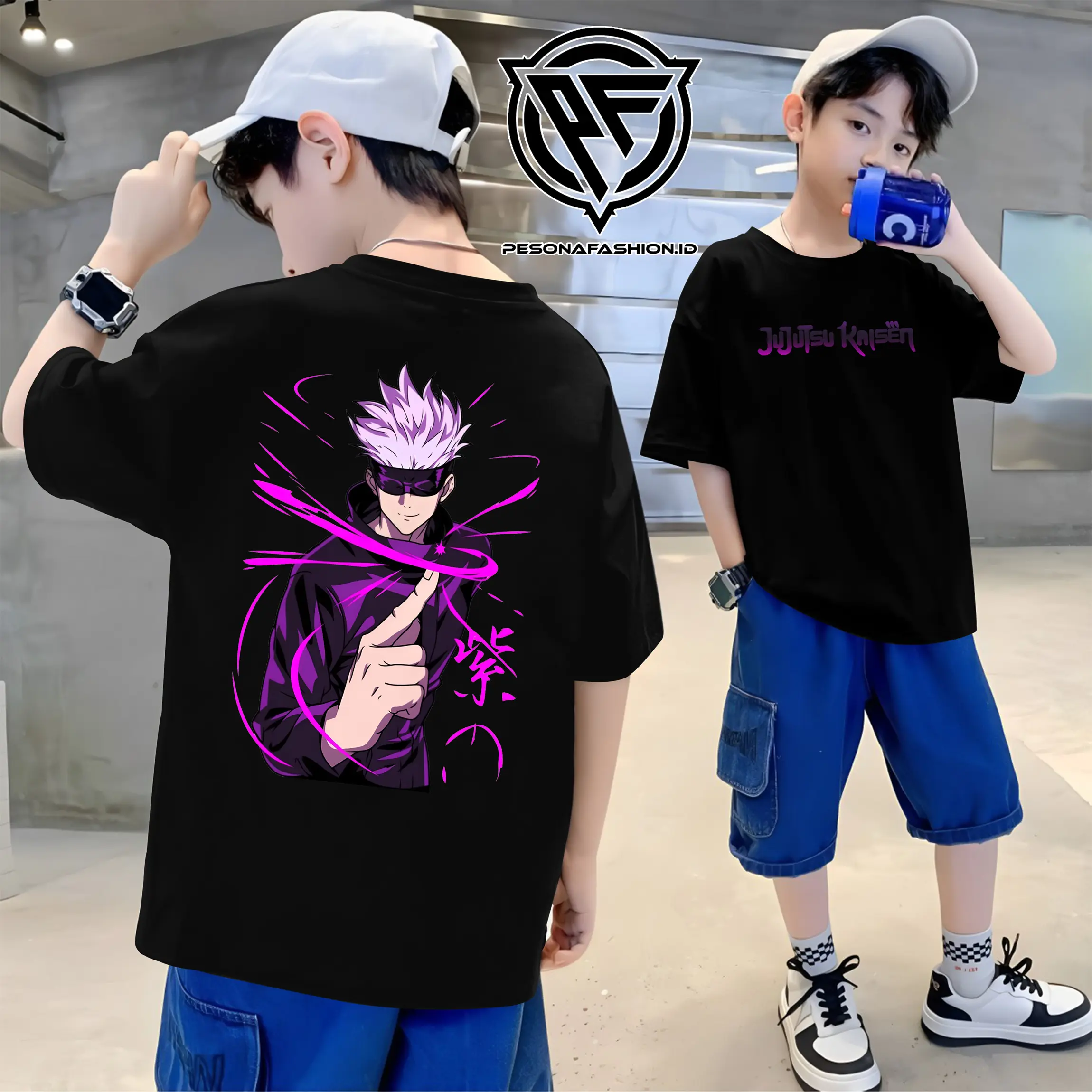NTN Kaos Anak Distro Laki Laki Tanggung Umur 7-16 Tahun Karakter Anime Gojo Satoru Jujutsukaisen