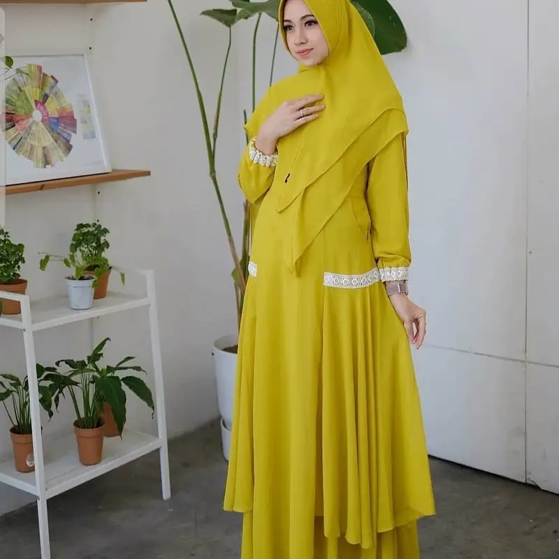 Mayara Syari Set + Khimar / Gamis Syari Set / Gamis Ceruty Premium / Gamis Syari Wanita / Gamis Khimar Wanita Muslimah / Setelan Syar'i / Gamis Plus Khimar / Dress + Hijab Ceruti Kancing 2
