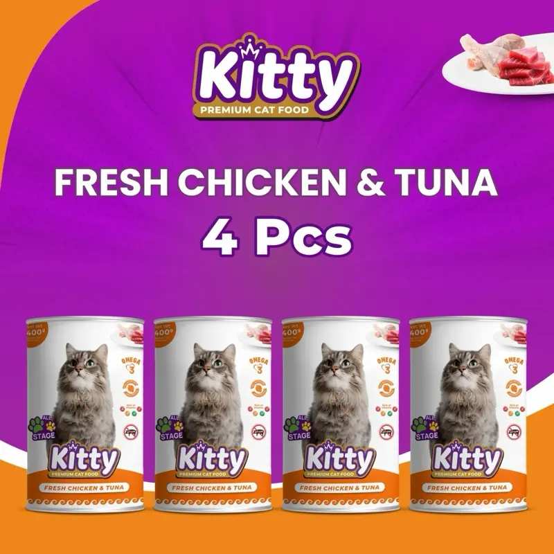 Kitty Premium Cat Food Fresh Chicken Tuna 400gr - isi 4 pcs