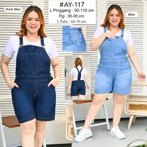 overall celana jumbo AY-117 bahan jeans premium higt quality LP90-110CM P85-95CM lingkar paha 66-76CM