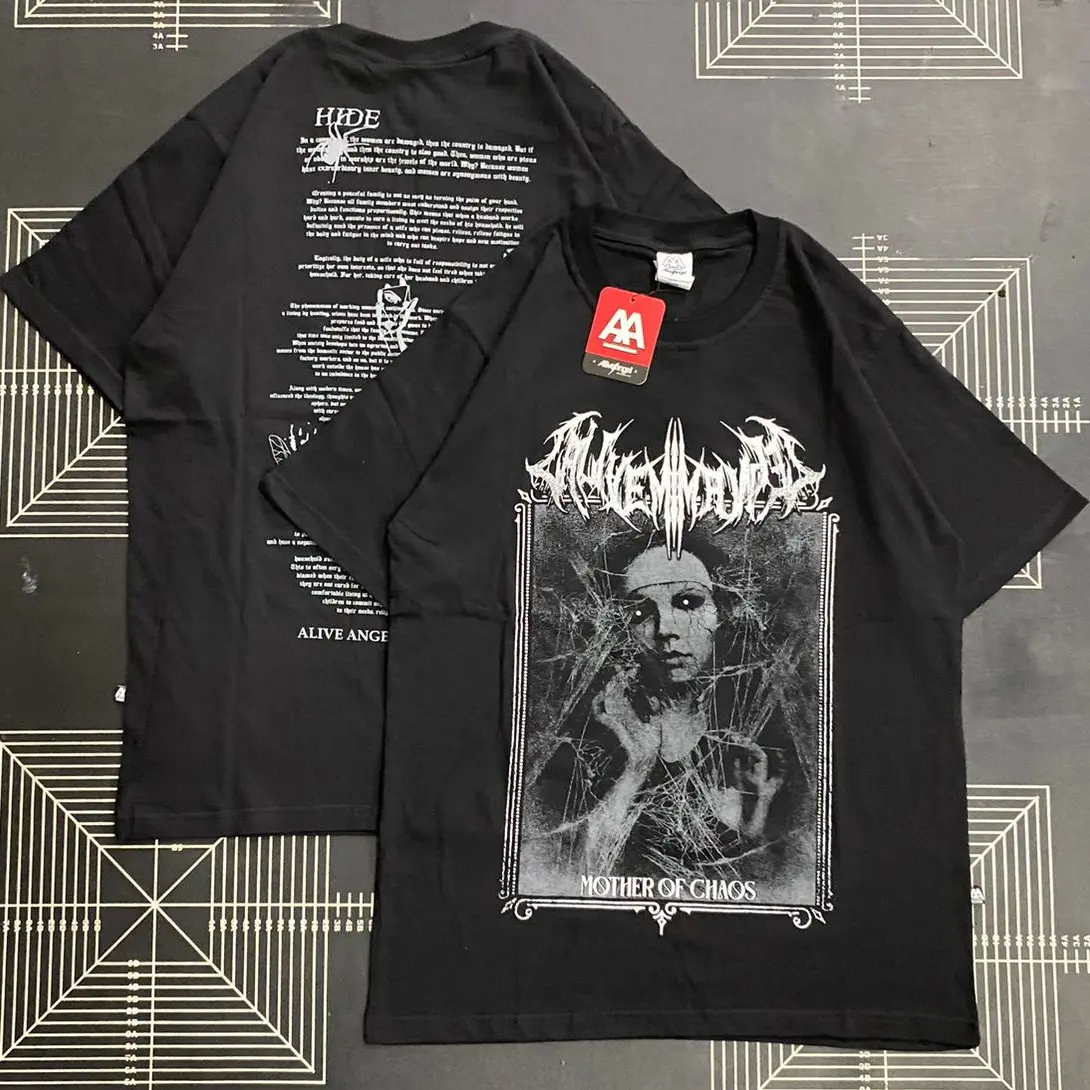 Kaos Distro Pria & Wanita Katun Combad 30s Hitam Art Mother Of Chaos Biarawati Valak Original Alive Angel Wear Company T-shirt Streetwear X Black Metal Underground Lengan Pendek