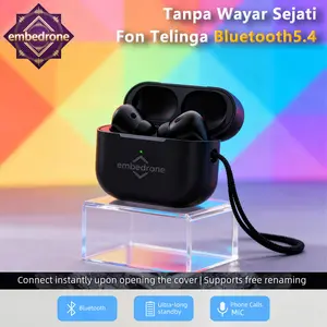 (COD) Model Terbaru 2026, Earphone Nirkabel embedrone ET5 Original, Bluetooth 5.4, Bass yang Kuat, Mikrofon Ganda Terintegrasi untuk Panggilan HD, Pas di Telinga yang Nyaman, Daya Tahan Baterai yang Lama, Kompatibel dengan Semua Ponsel Android