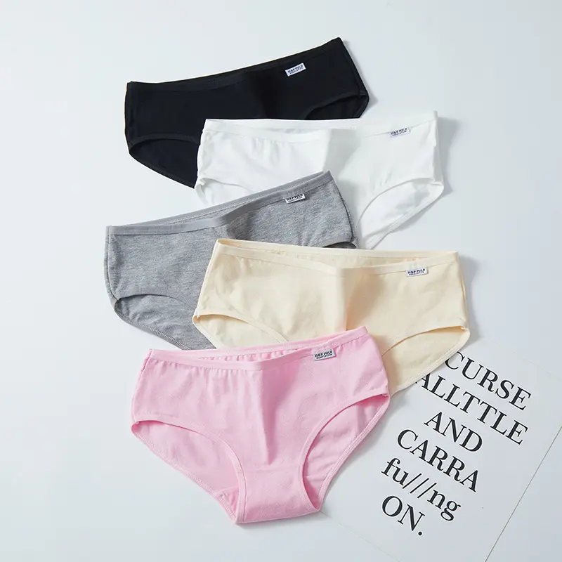 4pcs/5pcs Cotton Lingerie Elastic Soft Minimalist Women&Student Comfortable Bikini Skin Friendly Comfortable Breathable Basic Panty Sports Style Mid Waist Antibacterial Underwear