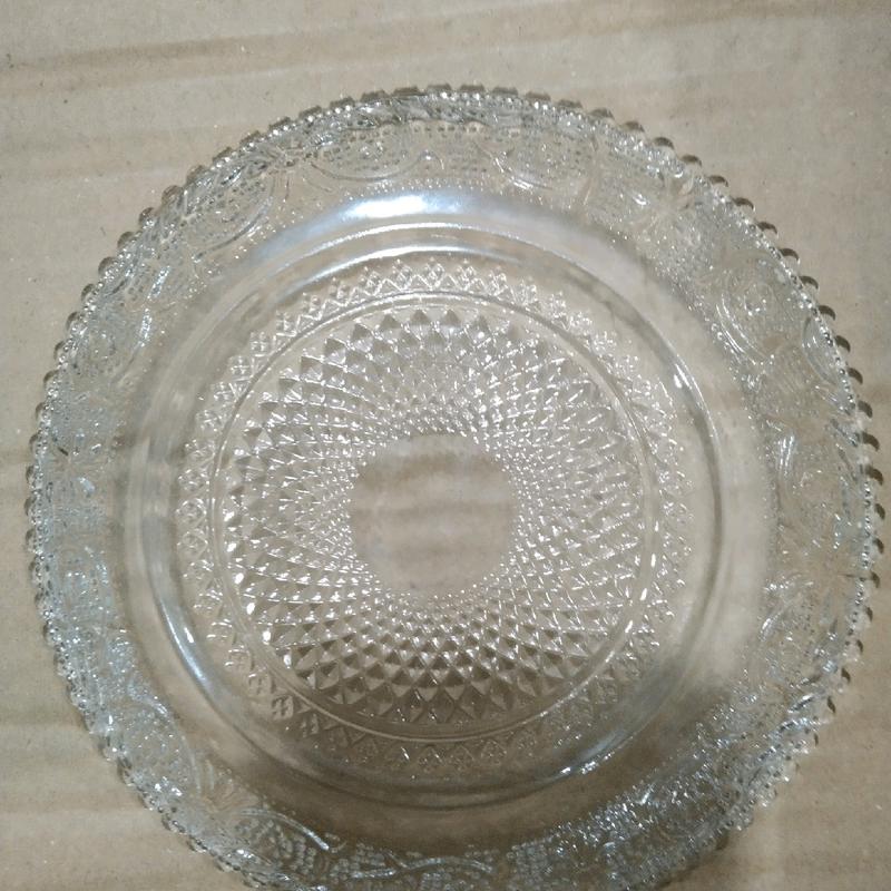 Setengah lusin piring makan kecil/lepek kaca motif kristal 1