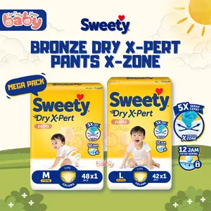 SWEETY Bronze Dry X-pert Pants Mega Pack - M48/ L42 | Popok Bayi Tipe Celana Dengan Daya Serap Cepat Anti Bocor