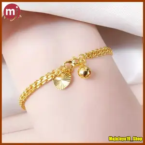 promo....gelang rantai double emas asli 24k kadar 99,9 ada surat dapat dompet juga