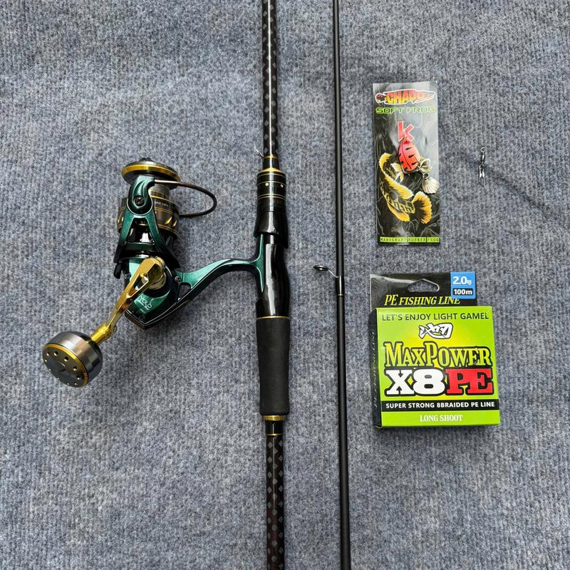 Combo Bộ Cần Câu Cá Lure Máy Đứng Full Phụ Kiện Gồm Cần Ceres Sai 1m65 - 2m4 Và Máy Yolo BF 3000 Kèm Dù Nhái Hơi Và Khoá Link