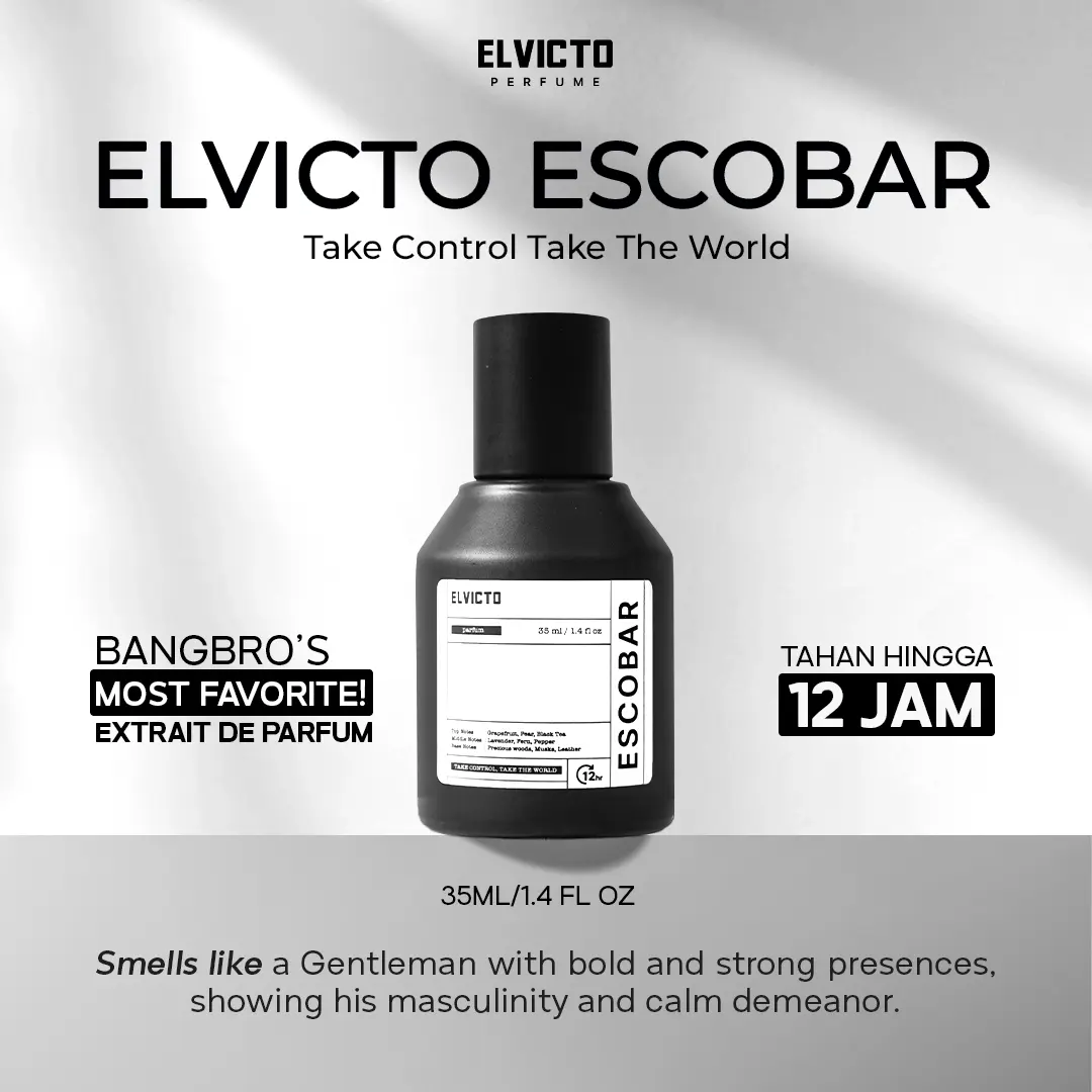 ELVICTO ESCOBAR PARFUM 35ML | Extrait De Perfume | Parfum Pria Tahan Lama | Aroma Maskulin, Precious woods, Musks, Leather by Elvicto