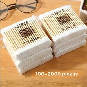 100 unidades de bastoncillos de algodón de doble punta — bastoncillos de algodón multiusos para eliminación de maquillaje y cosméticos, cuidado de heridas y uso doméstico — sin fragancia, no requiere baterías