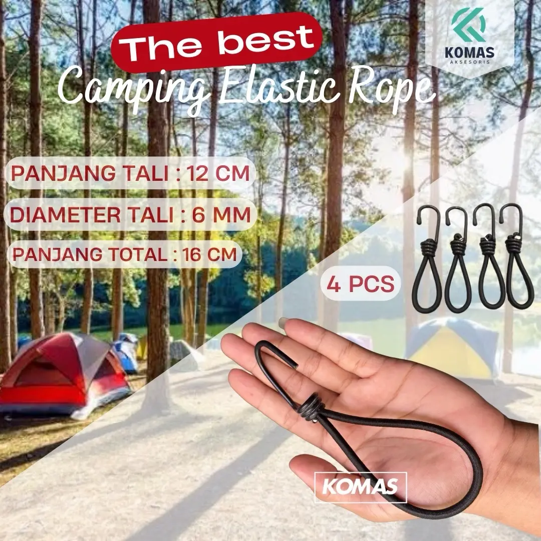 Elastic Rope Tali tenda camping 16cm tali pengencang tenda