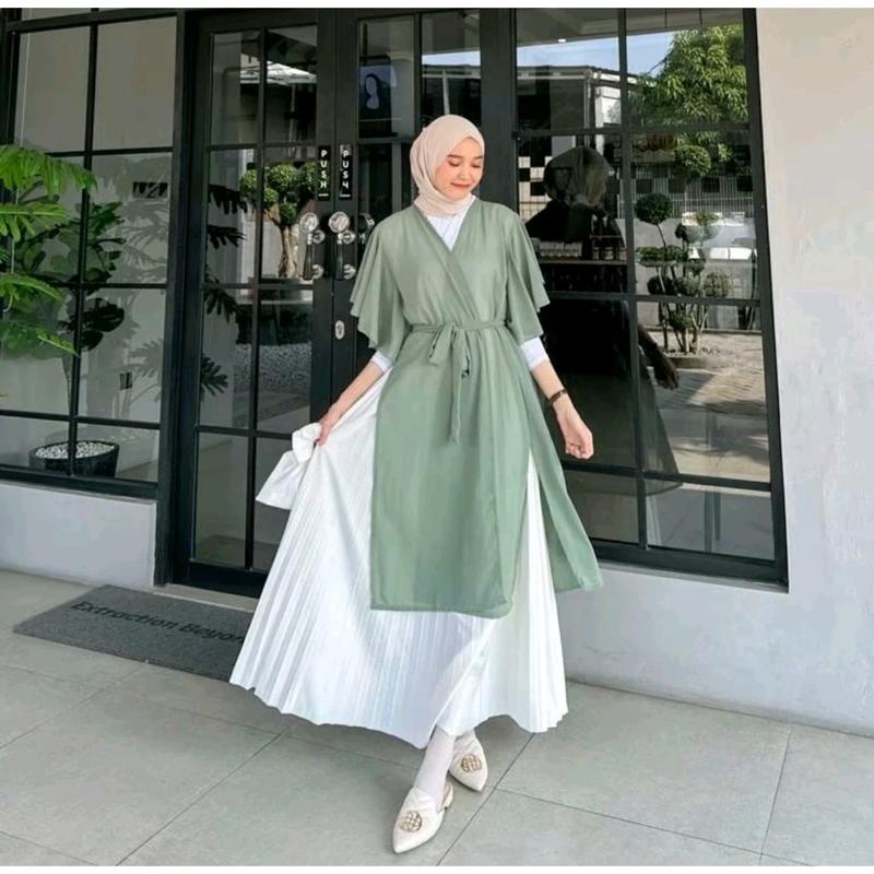 Tunik cerutty/atasan wanita dewasa kekinian Muslim Outer Simple Ceruty clara  long 3