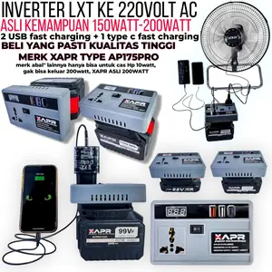 INVERTER GENSET BATERAI LXT KE LISTRIK 220VOLT PLN AC XAPR APR AP175PRO PENGUBAH BATERAI JADI LISTRIK PLN ALAT DARURAT LAMPU MATI PADAM