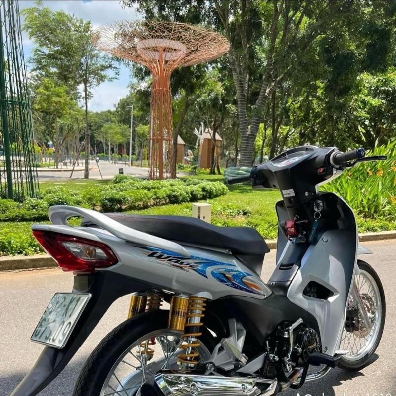 Nhãn dán xe wave lớn wave A tem keo trong xanh bạc decal 3 lớp chống nước - tem rời