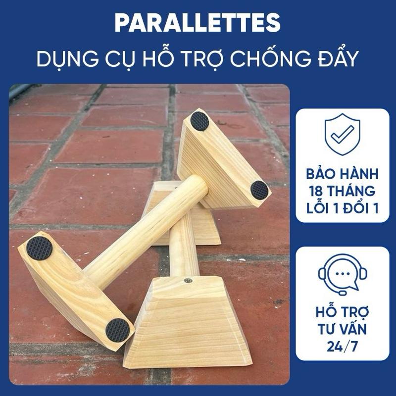  Parallettes 1 Đôi dụng cụ chống đẩy hít đất tập ngực tập Gym Calisthenics Street Workout bằng gỗ Thông nhập khẩu cao cấp 