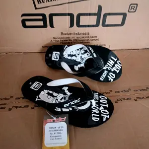 Ando Sandal Ando Cowok Tanggung YUNAR LE TG HITAM PUTIH Komponen 140 Rubber Model 67900