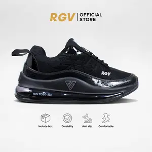 RGV 38 - 44 Sepatu Hitam Sneakers Pria dan Wanita Series Togo 303 Full Black Shoes