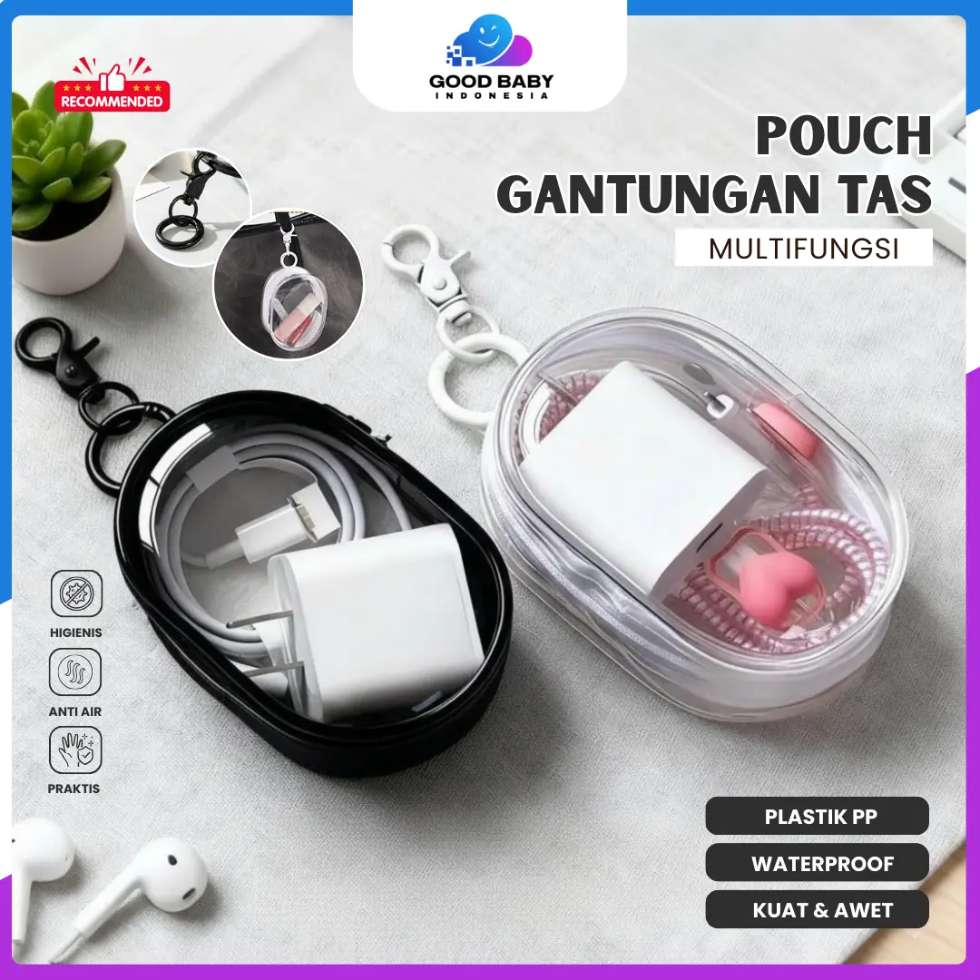 MINI TRANSPARANT POUCH PVC Transparan Multifungsi untuk Kunci Handphone Kabel Charger dan Kosmetik Compact dan Tahan Air