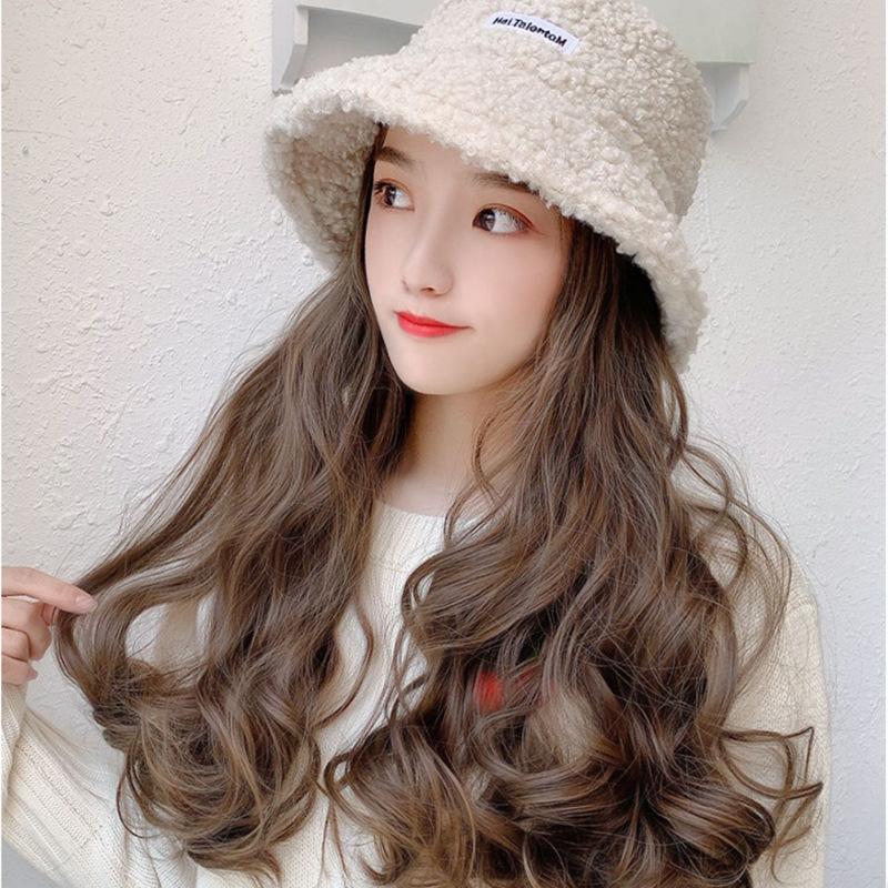 Product Introduction of วิกหมวก ผมหยิกยาว 50cm หมวกขนๆสีขาว แค่สวม ผมก็สวย น่ารักมาก 6