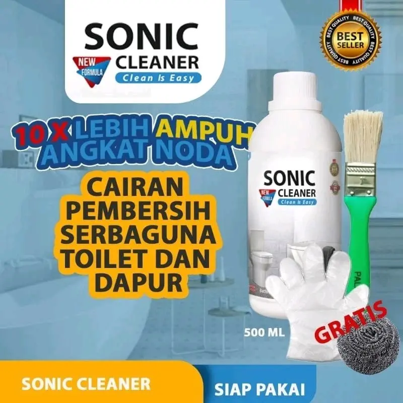 Sonic Cleaner cairan pembersih kamar mandi kerak noda membandal super ampuh 100% angkat noda kemasan 500ml terbaru 2