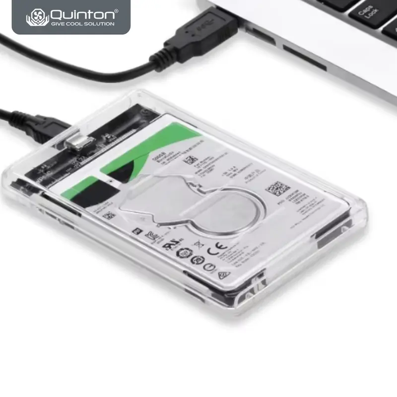 Quinton HDD SSD Case External USB 3.0 2.5Inch clear transparan SATA support up to 2TB untuk laptop pc computer Disk Kabel cover  hard hdd  enclosure laptop Komputer 5