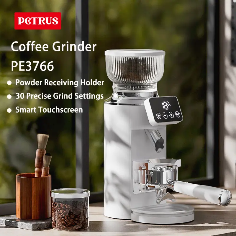 Petrus Coffee Grinder Metal Body Fits 51/58MM Portafilter With 30 Precise Grind Settings PE3766