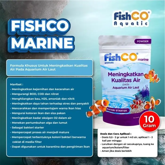 FISHCO Marine Probiotik Ikan Air Laut Asin Bakteri Starter