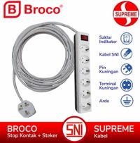Gambar BROCO Kaki 3 Adaptor Konverter Travel Arab Saudi Umroh International EU AU UK US SUPREME CABLE Kabel Putih Colokan Listrik Stop Kontak 3 - 4 - 5 - 6 Saklar Lampu Indikator SNI - 3 Lubang, 1/2 Meter dari Britplaza Kota Depok 1 Tokopedia