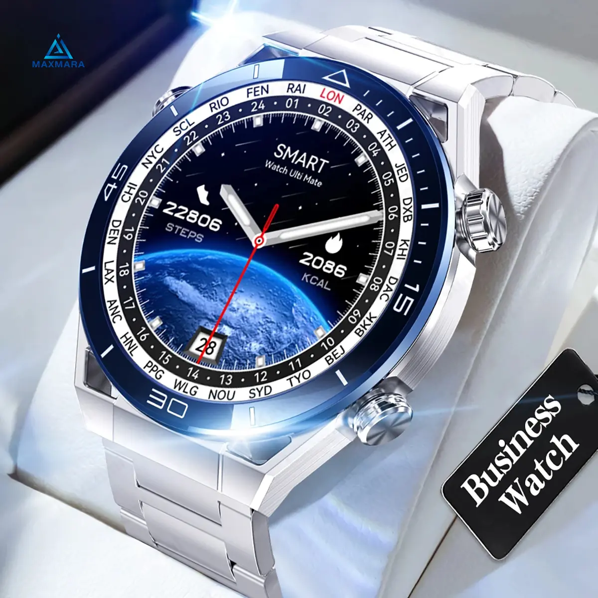Maxwear GTR8 Smart Watch Dynamic Island 4GB Storage NFC GPS Bluetooth Call E-books Sport Waterproof IP68   Silicone Wireless Smartwatch Screen Password