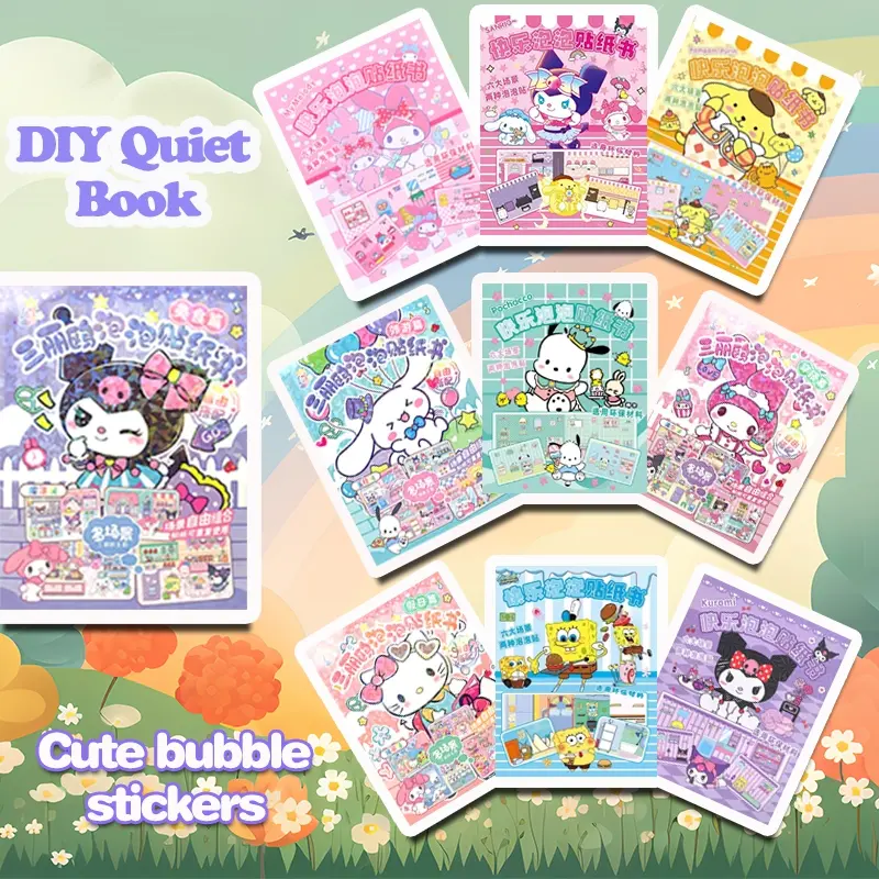 DIY Quiet Book Bubble Sticker Sanrio Series melody Cute Girl Dress Up Sticker This Girl Handmade Unzipped Kuromi Children Musical