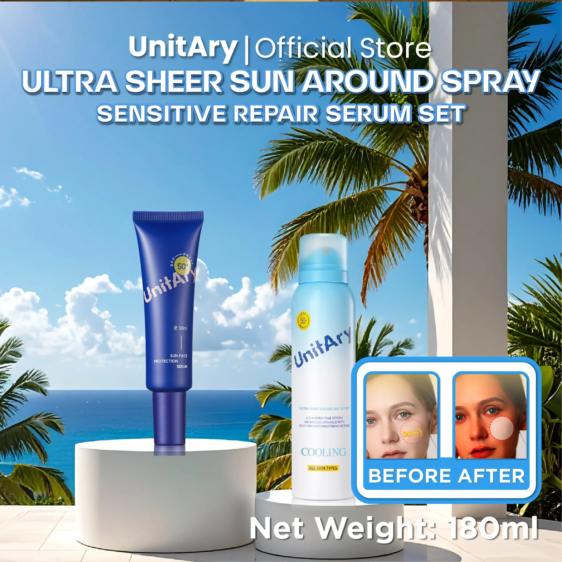 Ultra Sheer Sun + Sensitive Repair Serum set