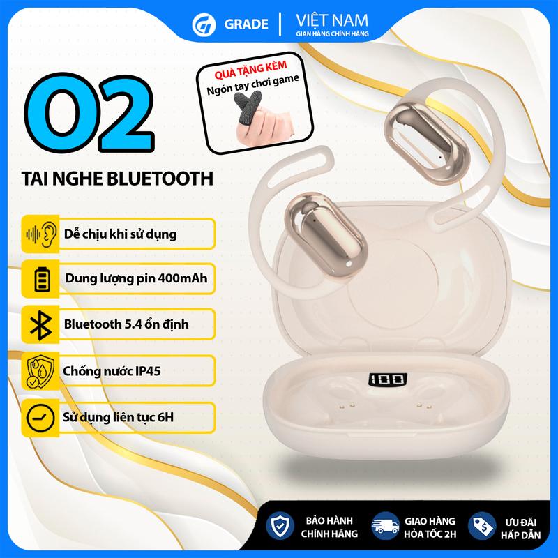 Tai nghe thể thao O2 kết nối Bluetooth sang chảnh, không đau tai Earphone, quai đeo êm âm thanh sống động sắc nét, kết nối nhanh hộp đựng tích hợp pin tiện lợi, phù hợp đeo làm văn phòng, chạy bộ, chơi thể thao
