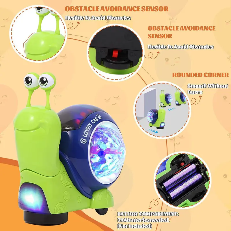 SYARIAH TOYS MAINAN EDUKATIF ANAK HERMIT SNAIL GEAR SIPUT KEONG MUSIK LAMPU 3D Bergerak Edukasi 3