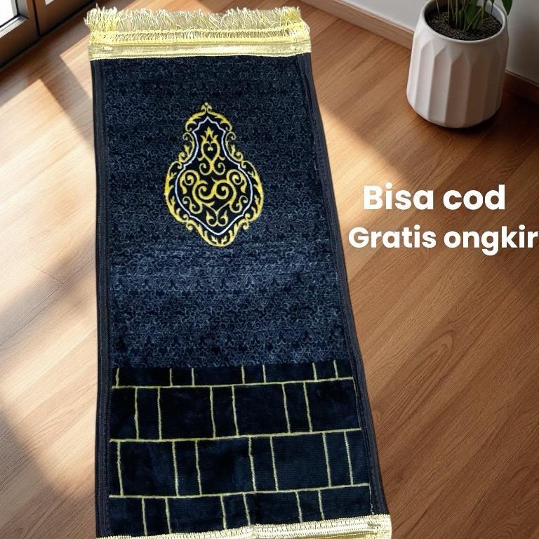 Sejadah Muslim Anti Slip Tebal Embos Motif Kotak Haji - Nyaman - Sajadah, Turki Mini Traveling Umroh Tipis Pouch 6