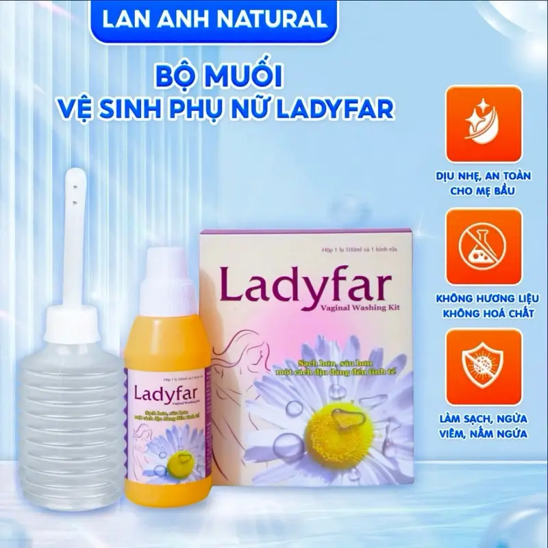Muối Ladyfar 100ml +  TẶNG bình rửa. Sp dịu nhẹ