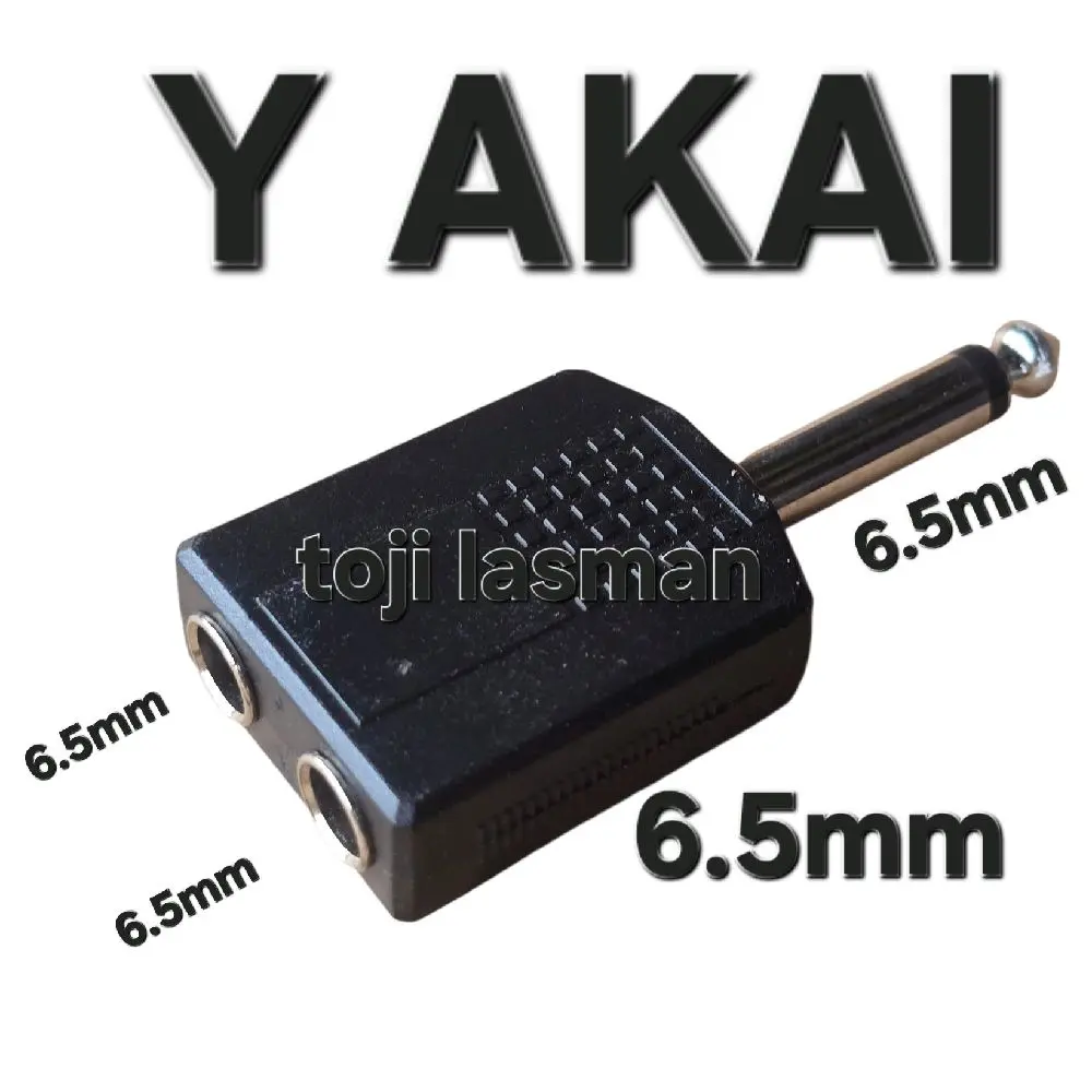 ( Y AKAI  CABANG JACK MIC 6.5MM  ) cabang Splitter Jack Audio 6.5mm  (1/4 inci) Male to Dual Female. mic mik akai konektor T Y cabang atau adaptor P10 adapter P10 audio sound sistem
