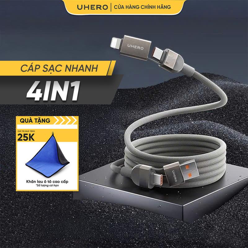 UHERO Dây Sạc Nhanh Từ Tính CNC-02 Dây Sạc Từ Tính Trên Xe Ô tô Cho Mọi Thiết Bị Di Động Thiết Kế Hai Đầu Chắc Chắn Sạc Nhanh Và An Toàn Sạc Điện Thoại Phụ Kiện
