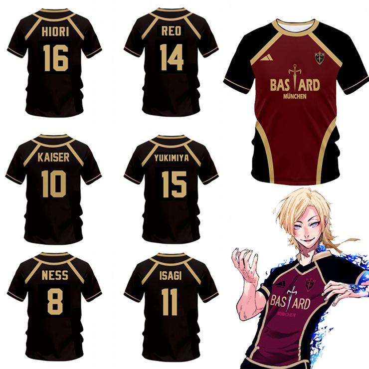 Áo phông ngắn tay nam, áo thể thao, họa tiết Futsal và bóng đá VL Replika, khóa Xanh Biển , Anime Bastard Munchen 0