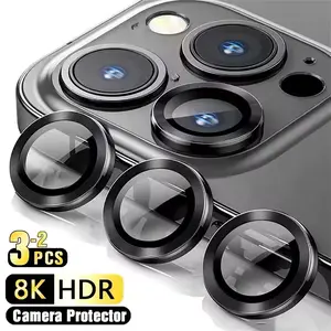 [ SUDAH 1 SET SESUAI TYPE ] Metal Ring Camera Lens Protector IP 11 12 13 14 15 16 17 PRO MAX PLUS MINI AIR Tempered Glass Pelindung Lensa Kamera