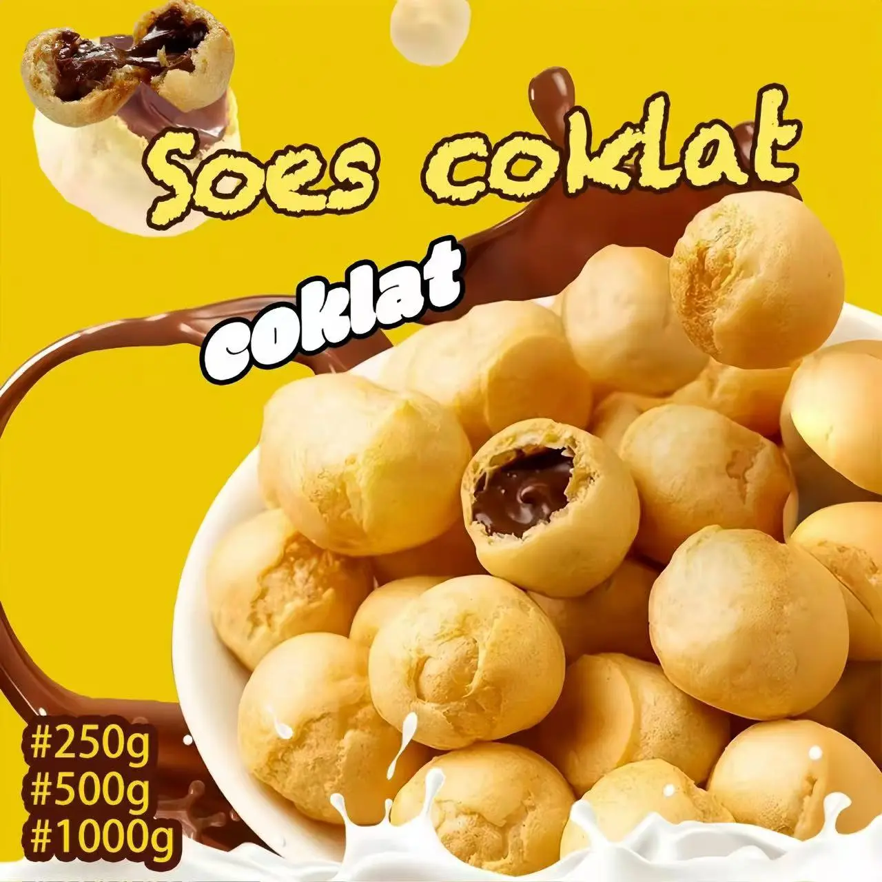COD Soes Coklat Cokelat/strawberry/ 500g/1kg / mix rasa/halal Kue Sus Kering Isi soes coklat lumer 1 kgr Enak Murah （Cemilan keluarga, cocok untuk dewasa dan anak-anak） Chocolate Food Makanan Snack Manis Toples Susu Toples Susu