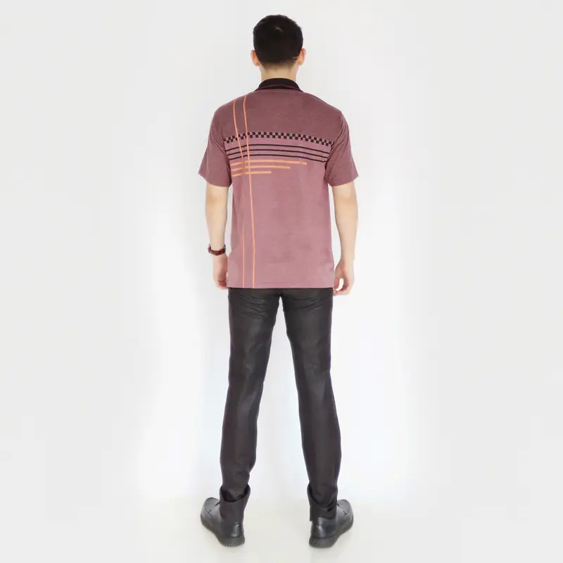 Sc - Baju Katun Motif Batik Lengan Pendek Pria Dewasa Distro - Kaos Saku Kerah Polo Atasan Cowok Santai Abu Panjang 8