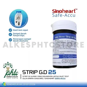 Sinoheart Safe-Accu Strip Uji Gula Darah 25 Strip FREE Lancet 25pcs