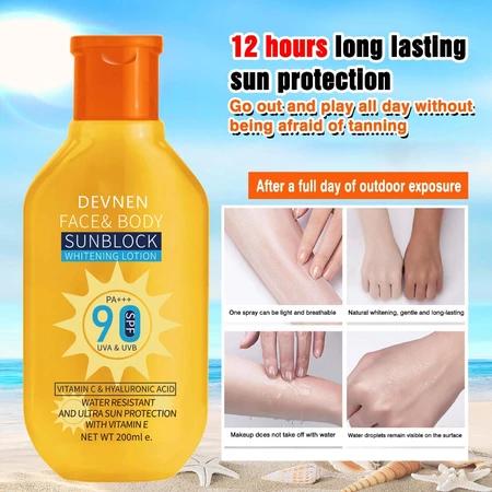 Glowing Up Sunscreen Lotion 200ML Whitening Sunblock Cream SPF90 PA +++ Wajah Dan Badan Sunscreen Sun Protect & Moisture Lotion UV Protection Tahan Air Double Whitening Sun Block SPF 90 Sun Screen Wajah Sunblock Tahan 12 Jam PA+++