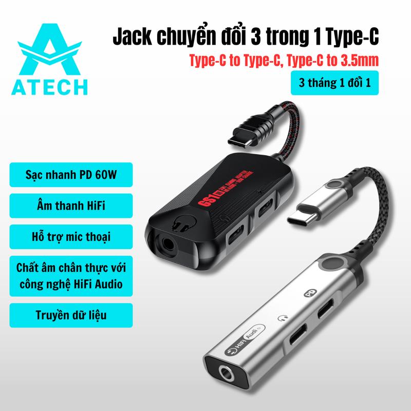 Jack chuyển đổi âm thanh Type-C, Gs1 cho 15, 16, iPad và các dòng máy Android