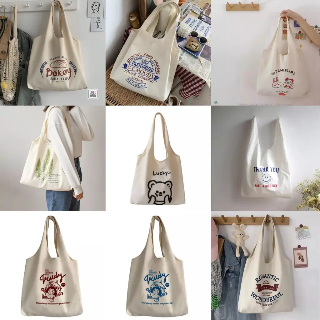 NEW PART 2 Totebag Vintage Populer Tas Tote BIG Bahan Kanvas