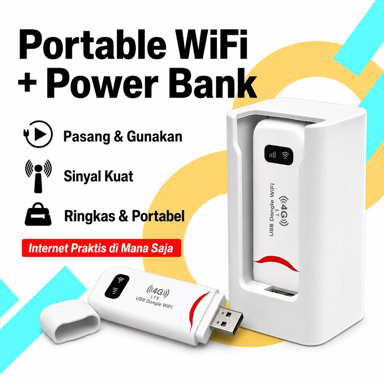 YGDS H760 Wireless Router 4G LTE Mini Modem 150Mbps Mobile Broadband WiFi 2100mAh dan Koneksi Nirkabel hingga 40m mendukung semua operator PC laptop ponsel TV dapat dihubungkan
