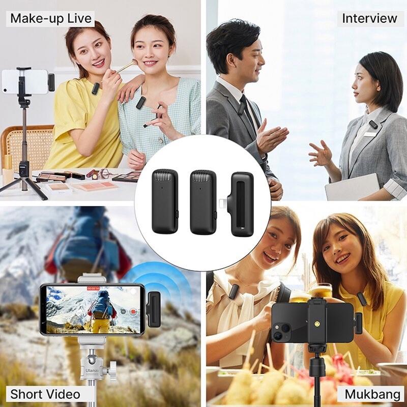 ULANZI J11 / J12 Wireless Lavalier Microphone Audio Sound Recorder Dual Vlog Mic for Mobile Phone Smartphone / PC Computer 8