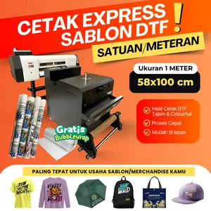 Sablon DTF METERAN Bisa Disetrika Sendiri / Jasa Print Cetak Sablon DTF Siap Press  Full Warna Full Warna Tahan Lama