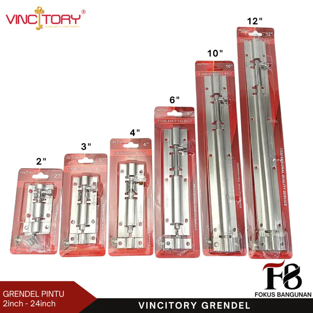 VINCITORY Slot Kunci Pintu Stainless ORIGINAL / Slot Grendel Kunci Pintu Jendela Stainless / Slot Pengaman Pintu | 192
