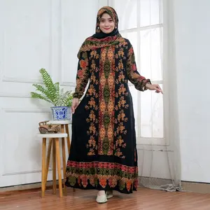 Gamis Set Hijab Terbaru New Motif Setorjoan Jumbo Ld120cm Wanita Panjang Rayon Muslim Rempel